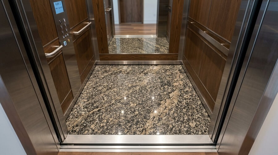 Sàn thang máy đá granite sang trọng, bền bỉ